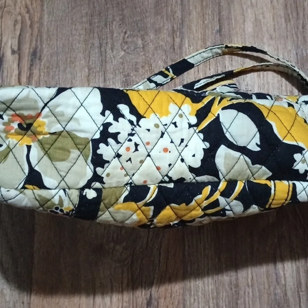 Floral Quilted Tote Bag - Yellow and Black